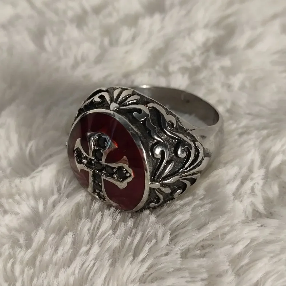 Men's Stainless Steel Cross Ring